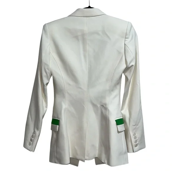 NEW NWT SMYTHE Taped Not A DB Blazer Jacket In Tennis Ivory & Green - Picture 7 of 9